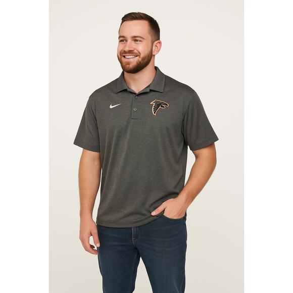 Nike Dri-FIT Atlanta Falcons Throwback Logo Polo Shirt Heather Gray Size Medium - Picture 1 of 7